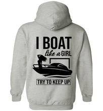 Load image into Gallery viewer, DoTicesShoal Boat Like a Girl Sweatshirt