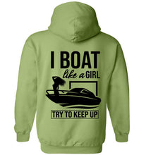 Load image into Gallery viewer, DoTicesShoal Boat Like a Girl Sweatshirt
